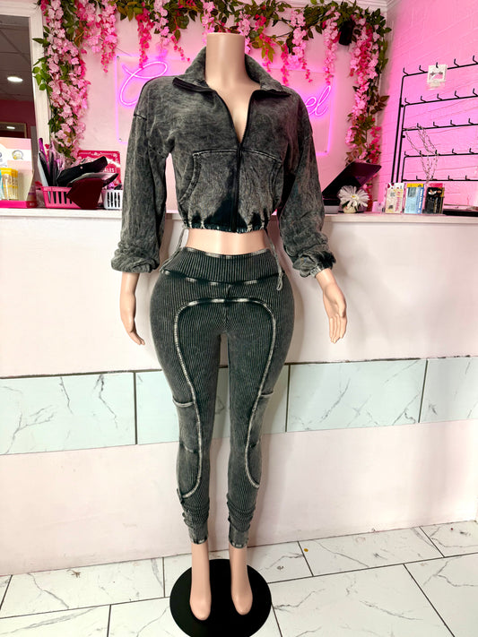 A1 Ash Wash Legging Set (BLACK)