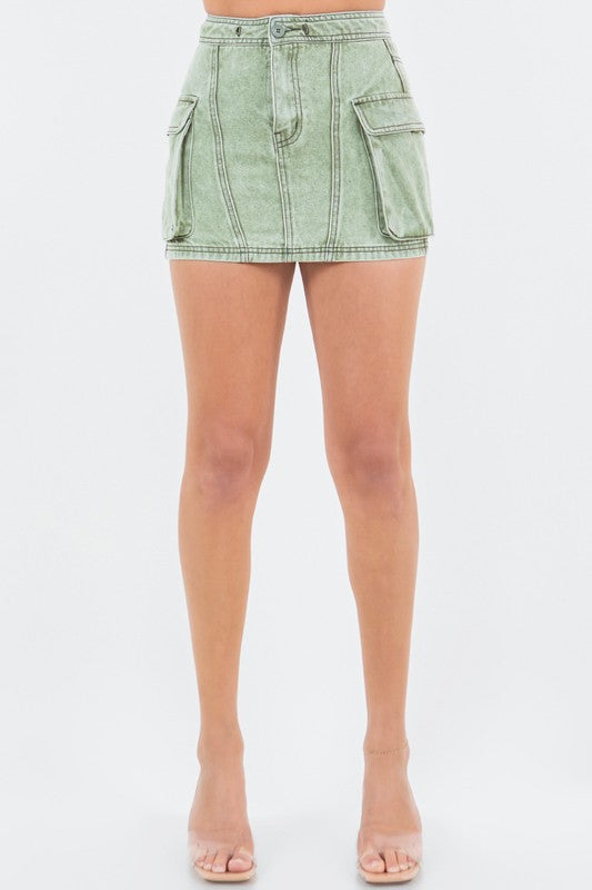 Sage Cargo Skirt