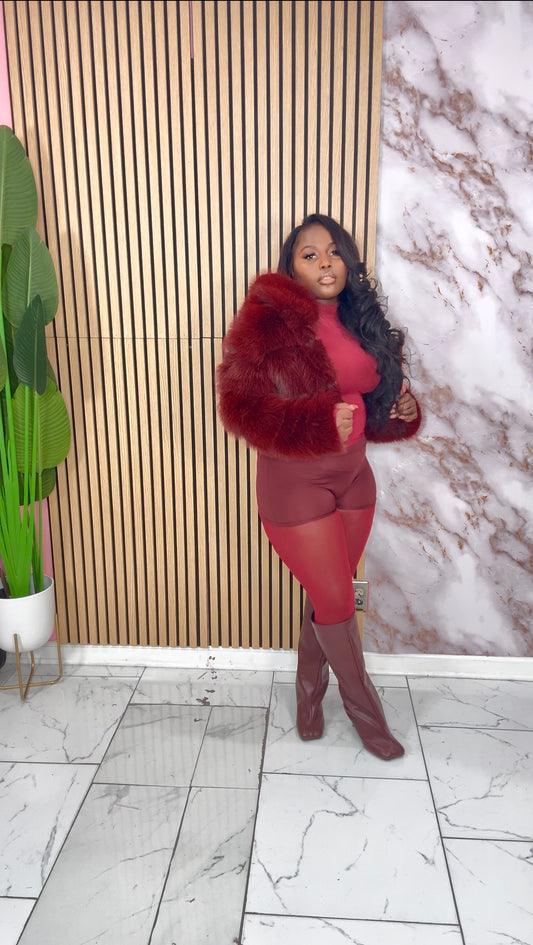 Burgundy Fur Coat