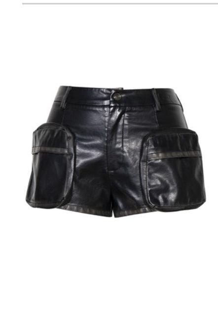 Cargo Leather Shorts